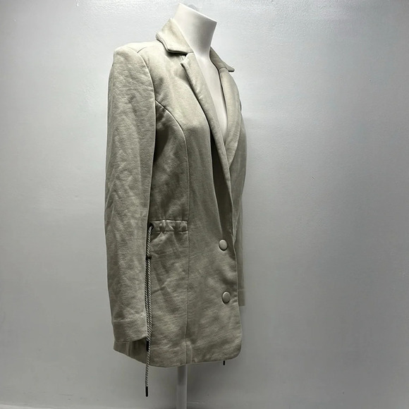 Ser.O.Ya Seroya Jacket Coat Collared Button Down Drawstring Waist Tan Beige XS - Picture 4 of 9